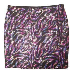 LILY WHITE Skirt Black Multicolored Sequins Excellent Preowned Condition SZ M